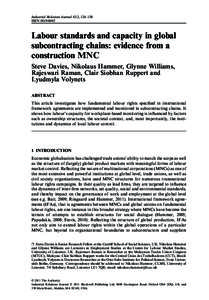 Industrial Relations Journal 42:2, 124–138 ISSN[removed]Labour standards and capacity in global subcontracting chains: evidence from a construction MNC