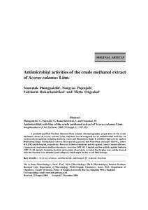 ORIGINAL ARTICLE  Antimicrobial activities of the crude methanol extract