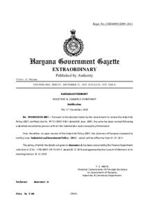 Regd. No. CHD[removed]–2011  Haryana Government Gazette EXTRAORDINARY Published by Authority © Govt. of Haryana