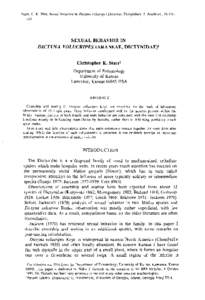 Starr, C . KSexual behavior in Dictyna volucripes (Araneae, Dictynidae) . J . Arachnol ., 16:SEXUAL BEHAVIOR IN DICTYNA VOL UCRIPES (ARANEAE, DICTYNIDAE) 1 Christopher K . Starr2 Department of Entomo