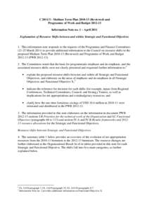 C[removed]Medium Term Plan[removed]Reviewed) and Programme of Work and Budget[removed]Information Note no. 1 – April 2011 Explanation of Resource Shifts between and within Strategic and Functional Objectives  1. This