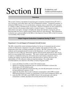 Section III  Evaluations and Additional Information  Overview