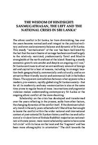 2nd Proof[removed]THE WISDOM OF HINDSIGHT: SANMUGATHASAN, THE LEFT AND THE