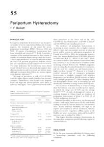 55 Peripartum Hysterectomy T. F. Baskett INTRODUCTION