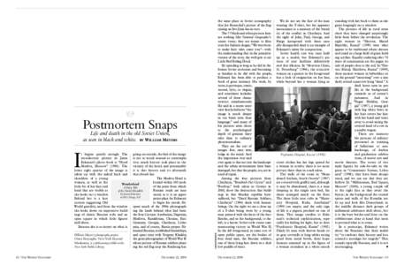 Postmortem Snaps Life and death in the old Soviet Union, as seen in black and white.  by