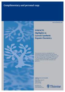 Complimentary and personal copy  www.thieme.com SYNFACTS Highlights in