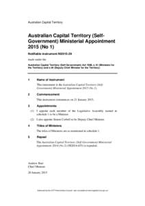 Australian Capital Territory (Self-Government) Ministerial Appointment[removed]No 1)