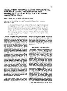 Miscellaneous Mammals (Dasypus novemcinctus, Myocastor coypus, Procyon lotor, and Bassaricus astutus) as Host for Schistosoma haematobium (Iran)