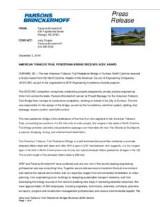 Press Release FROM: Parsons Brinckerhoff 434 Fayetteville Street