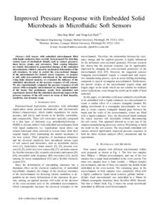 Improved Pressure Response with Embedded Solid Microbeads in Microfluidic Soft Sensors Hee-Sup Shin1 and Yong-Lae Park1,2 1 Mechanical  Engineering, Carnegie Mellon University, Pittsburgh, PA 15213, USA.