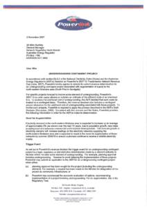 2 November 2007 Mr Mike Buckley General Manager Network Regulation North Branch Australian Energy Regulator PO Box 1199