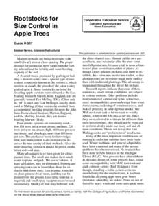 Rootstocks for Size Control in Apple Trees Cooperative Extension Service College of Agriculture and