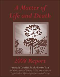 A Matter of Life and Death 2008 Report Hennepin Domestic Fatality Review Team A Collaboration of Private, Public and Nonprofit