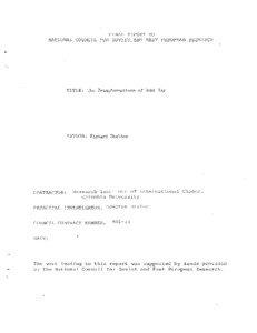 FINAL REPORT T O NATIONAL COUNCIL FOR SOVIET AND EAST EUROPEAN RESEARC H
