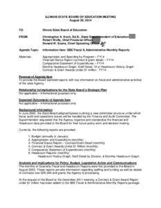 ILLINOIS STATE BOARD OF EDUCATION MEETING August 20, 2014 TO:  Illinois State Board of Education