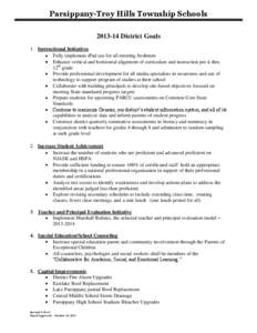 Parsippany-Troy Hills Township Schools[removed]District Goals 1. Instructional Initiatives