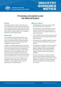 INDUSTRY GUIDANCE NOTICE Processing documents under the National System Purpose