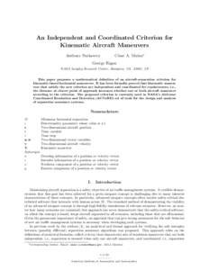 An Independent and Coordinated Criterion for Kinematic Aircraft Maneuvers C´esar A. Mu˜ noz∗  Anthony Narkawicz