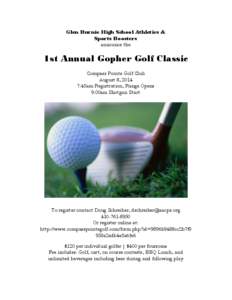 Glen Burnie High School Athletics & Sports Boosters announce the 1st Annual Gopher Golf Classic Compass Pointe Golf Club