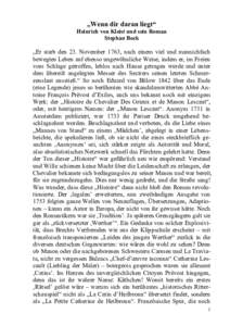 „Wenn dir daran liegt“ Heinrich von Kleist und sein Roman Stephan Bock „Er starb den 23. November 1763, nach einem viel und mannichfach bewegten Leben auf ebenso ungewöhnliche Weise, indem er, im Freien