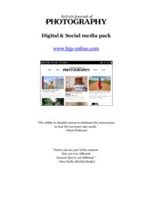 Digital & Social media pack www.bjp-online.com “The ability to simplify means to eliminate the unnecessary so that the necessary may speak.” ~Hans Hofmann
