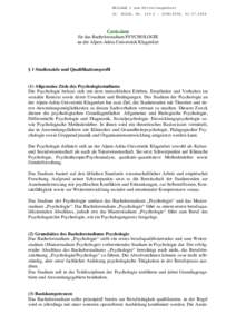 BEILAGE 3 zum Mitteilungsblatt 20. Stück, Nr2009, Curriculum für das Bachelorstudium PSYCHOLOGIE an der Alpen-Adria-Universität Klagenfurt