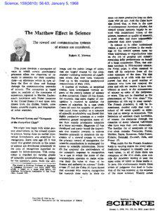 Science, [removed]): 56-63, January 5, 1968  .