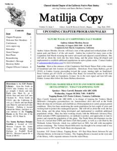 Matilija Copy  Channel Islands Chapter of the California Native Plant Society, serving Ventura and Santa Barbara Counties  Vol. 21:1