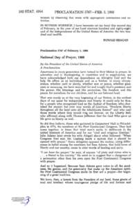 la^ STAT[removed]PROCLAMATION 5767—FEB. 3, 1988 women by observing that week with appropriate ceremonies and activities. IN WITNESS WHEREOF, I have hereunto set my hand this second day