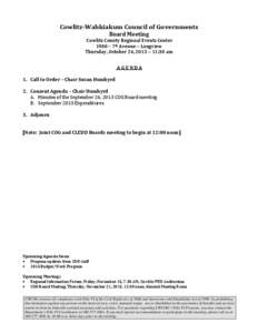 Cowlitz-Wahkiakum Council of Governments Board Meeting Cowlitz County Regional Events Center 1900 – 7th Avenue ~ Longview Thursday, October 24, 2013 ~ 11:30 am