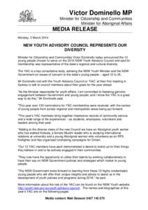 New South Wales / Members of the New South Wales Legislative Assembly / Victor Dominello / Youth Advisory Council