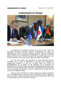 AMBASSADE DU JAPON  Conakry, le 11 mars 2015 COMMUNIQUE DE PRESSE