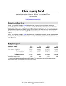 Fiber Leasing Fund Michael Mattmiller, Director & Chief Technology Officerhttp://www.seattle.gov/doit  Department Overview