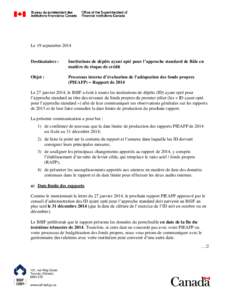 Processus interne d’évaluation de l’adéquation des fonds propres (PIEAFP) – Rapport de 2014