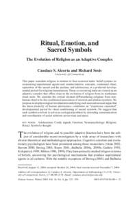 Religion as an Adaptive Complex  323 Ritual, Emotion, and Sacred Symbols