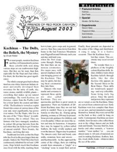 W h a t’ s I n s i d e ! Featured Articles Kachinas......................................................1 Boot Tracks................................................. 5  Special
