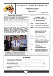 AUSTRALIAN SOCIETY OF SOIL SCIENCE INC. Queensland Branch Newsletter August 2005