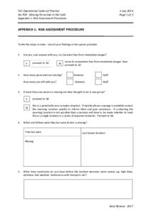 FSC Operational Codes of Practice No P04: Missing Personnel in the Field Appendix 1: Risk Assessment Procedure 1 July 2014 Page 1 of 2