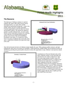 Alabama Forest Health Highlights 2011 The Resource The landscape of Alabama continues to captivate residents and visitors alike with its diverse beauty