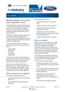 Geelong Region Innovation and Investment Fund factsheet