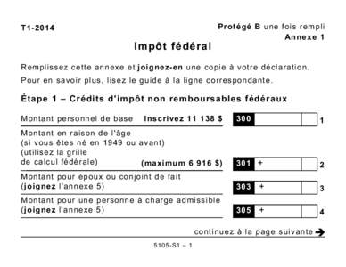 Protégé B une fois rempli Annexe 1 T1[removed]Impôt fédéral