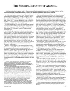 THE MINERAL INDUSTRY OF ARIZONA This chapter has been prepared under a Memorandum of Understanding between the U.S. Geological Survey and the Arizona Department of Mines and Mineral Resources for collecting information o