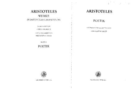 ARISTOTELES  ARISTOTELES WERKE IN DEUTSCHER UBERSETZUNG