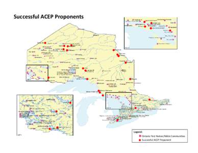 Successful ACEP Proponents  Legend: OntaroFsNor/tséatoFnmu eto/sSFfflnotoP/ plP//lsSsrFFnPnt