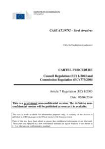 EUROPEAN COMMISSION DG Competition CASE AT.39792 – Steel abrasives  (Only the English text is authentic)