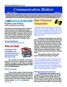 Michigan Rehabilitation Services  Communication Matters Volume 4, Issue 6