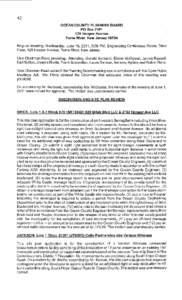 42 OCEAN COUNTY PLANNING BOARD PO Box[removed]Hooper Avenue Toms River, New Jersey[removed]Regufar meeting, Wednesday, June 15,2011, 6:00 PM, Engineering Conference Room, Third