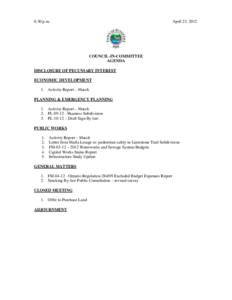 6:30 p.m.  April 23, 2012 COUNCIL-IN-COMMITTEE AGENDA