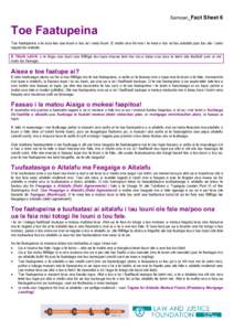 Samoan_Fact Sheet 6  Toe Faatupeina Toe faatupeina o le suia lea ose louni o loo iai i seisi louni. E mafai ona fai mai i le mea o loo iai lau aitalafu poo lou alu i seisi tagata fai aitalafu. E TAUA LAVA: o le faiga ose