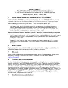 INFORMATION NOTE FOR REPRESENTATIVES OF INTERNATIONAL NGO/CSOs (INGOs) TO THE THIRTIETH SESSION OF THE COMMITTEE ON FISHERIES (COFI 30) FAO Headquarters, Rome, 9 – 13 July[removed].